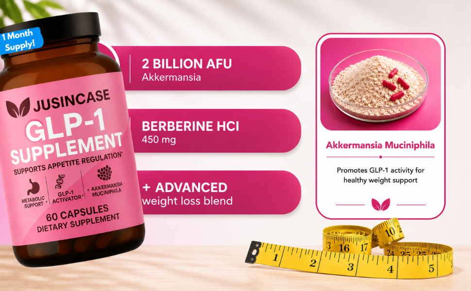 2 Billion AFU Akkermansia, Berberine HCl 450mg, plus advanced weight loss blend — Akkermansia Muciniphila promotes GLP-1 activity for healthy weight support
