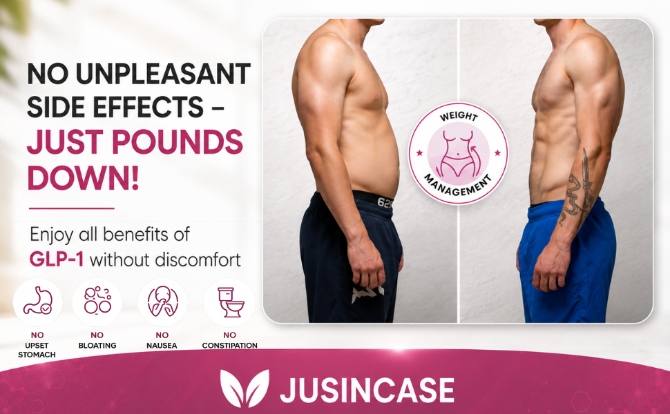 No unpleasant side effects — just pounds down! Enjoy all benefits of GLP-1 without discomfort: no upset stomach, no bloating, no nausea, no constipation