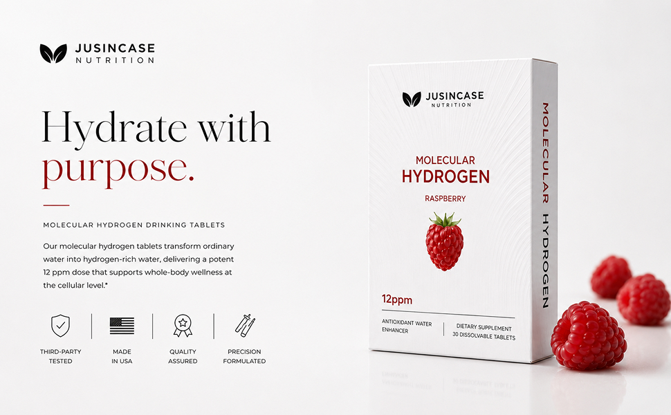 Hydrate with purpose — molecular hydrogen drinking tablets transform ordinary water into hydrogen-rich water at a 12 ppm dose. Third-party tested, made in USA, quality assured, precision formulated